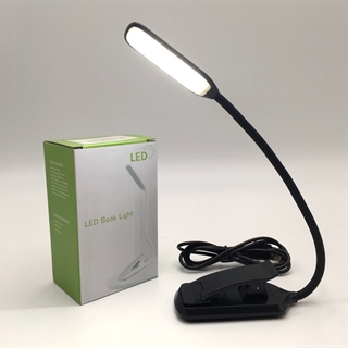 LED læselampe med klemme - Genopladelig - Sort